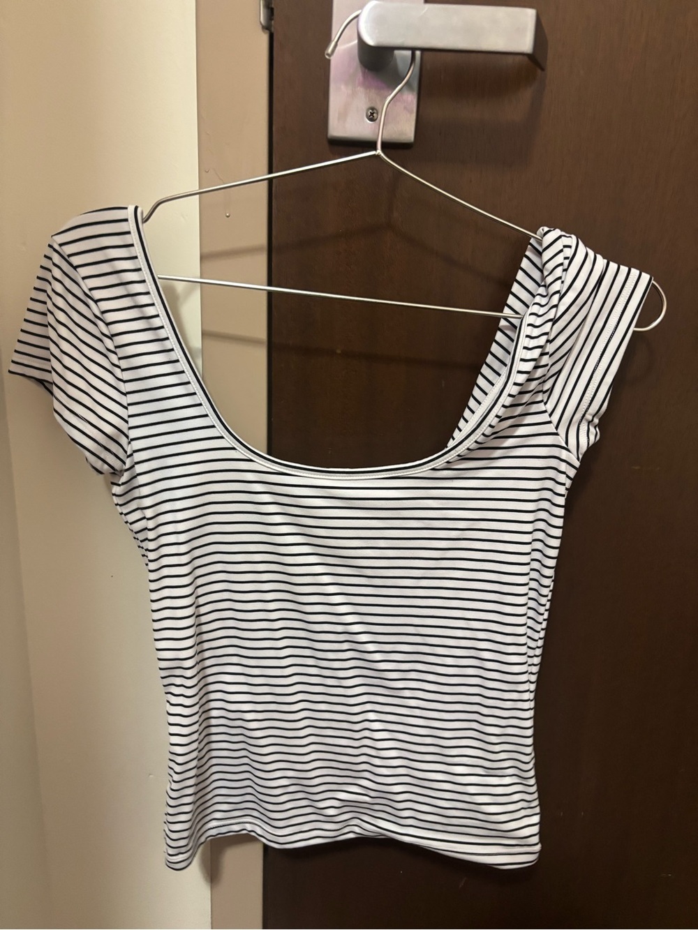 Cotton On Black & White Striped Scoop Neck Long Sleeve Tee